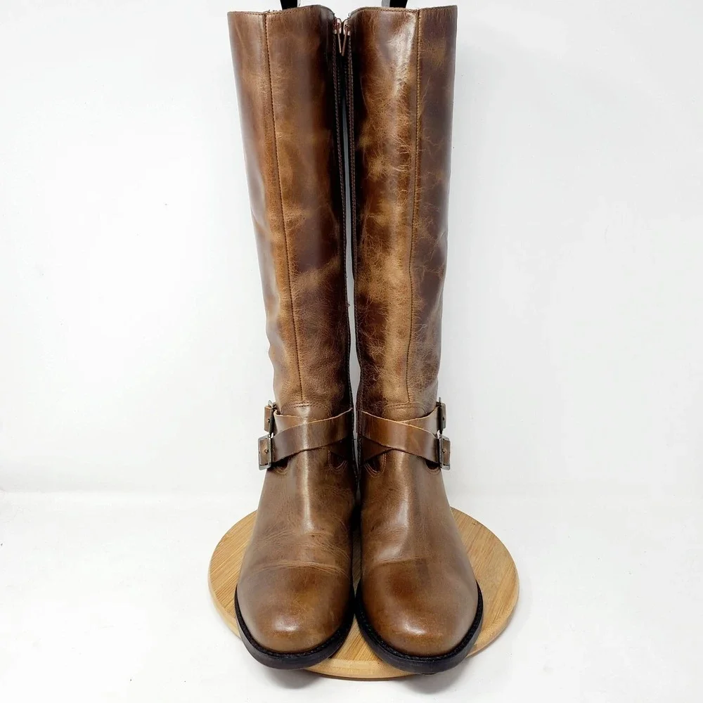 Matisse Coconuts Boots‎ Womens 8.5 Britain Brown Leather Riding Belted Shoes
